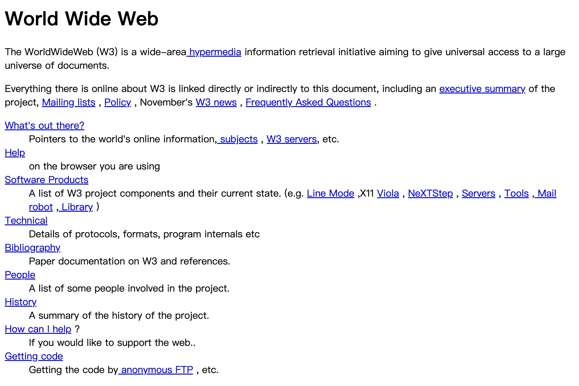 Archived project home page of 3 November 1992